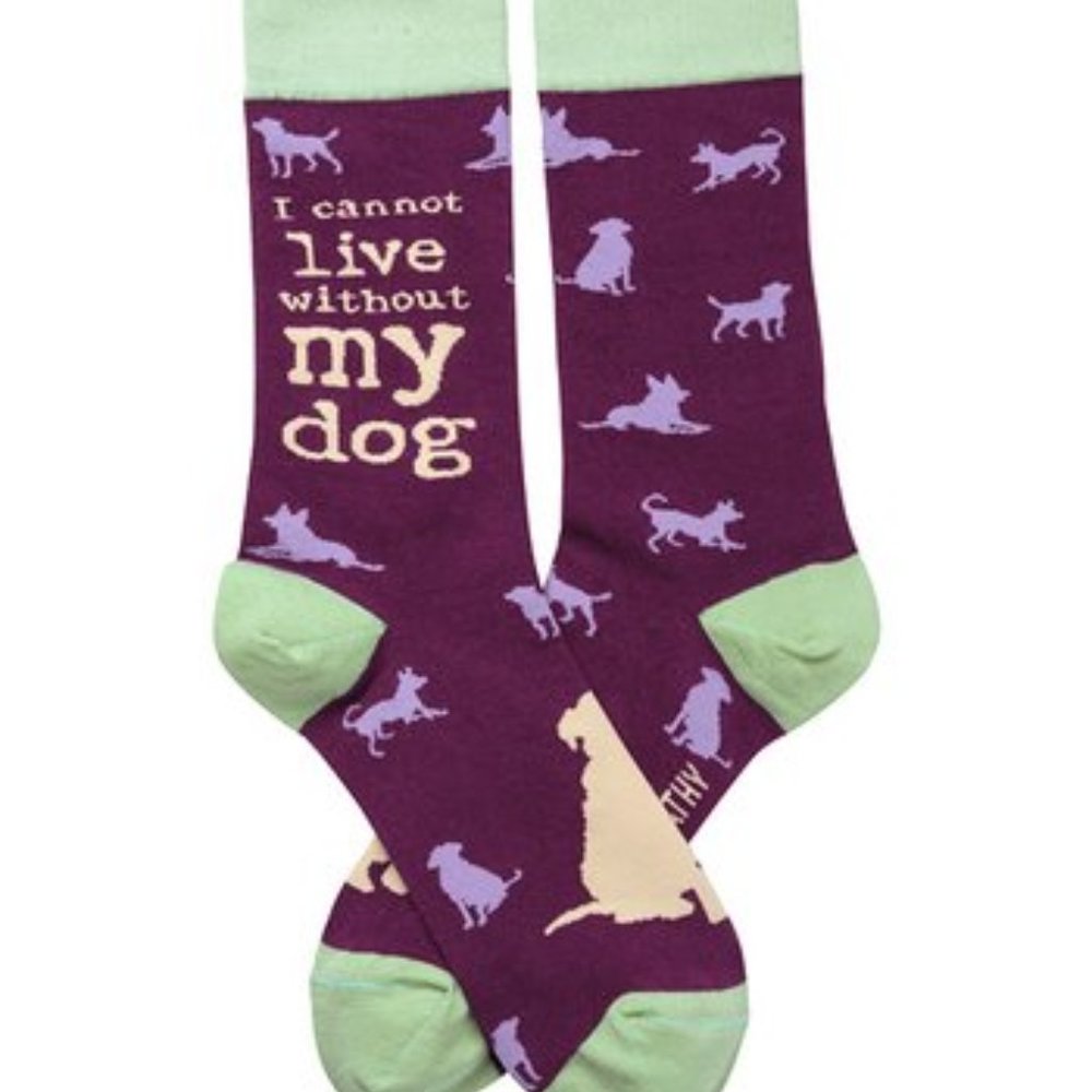NWT 'I Cannot Live Without My Dog' Socks - Adult - Primitives by Kathy